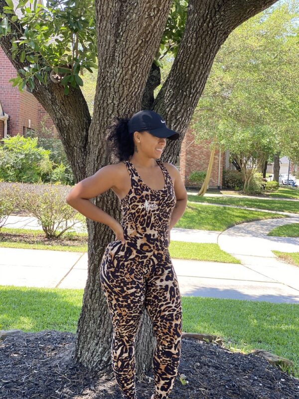 Cheetah Strappy Back Fitness Body Suit